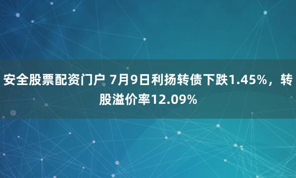 安全股票配资门户 7月9日利扬转债下跌1.45%，转股溢价率12.09%